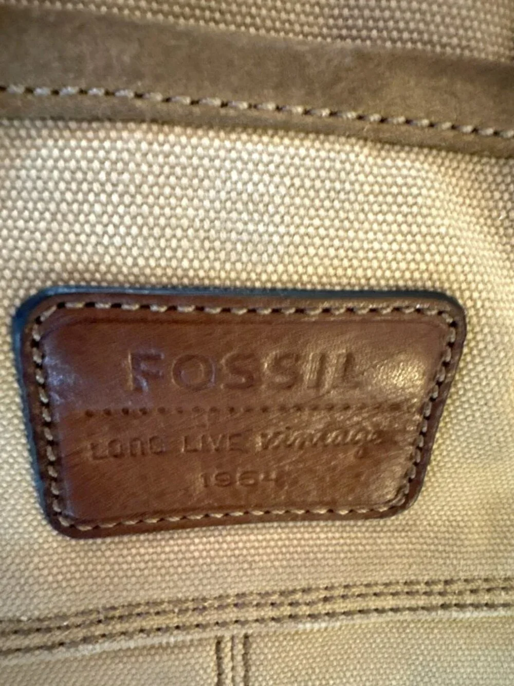 Fossil Long Live Vintage 1954 Collection Leather Trim Canvas Messenger Bag